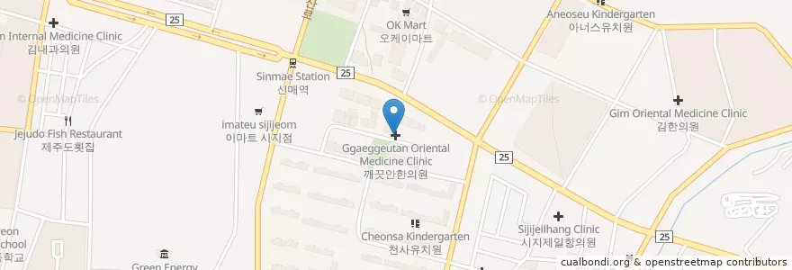 Mapa de ubicacion de 깨끗안한의원 en کره جنوبی, دائجو, 수성구, 고산동, 고산동.