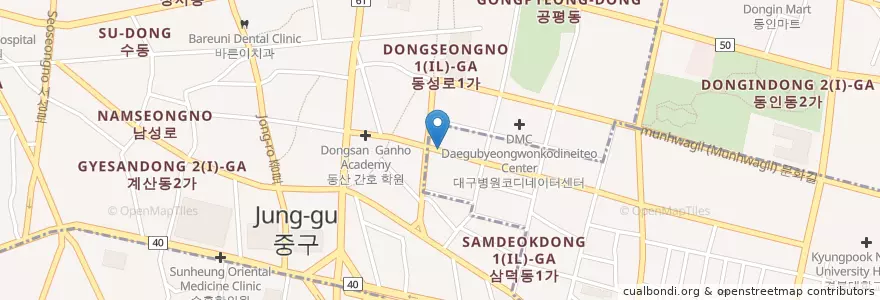 Mapa de ubicacion de 더로즈성형외과 en Südkorea, Daegu, Jung-Gu, Seongnae-Dong.