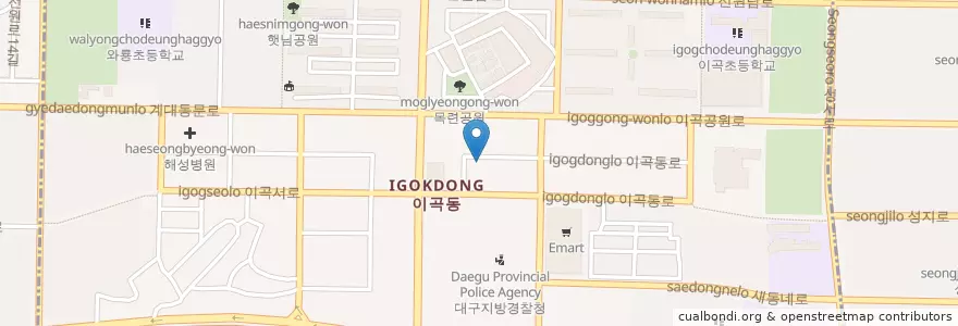 Mapa de ubicacion de 한국아동발달센터 en 대한민국, 대구, 달서구, 이곡동.
