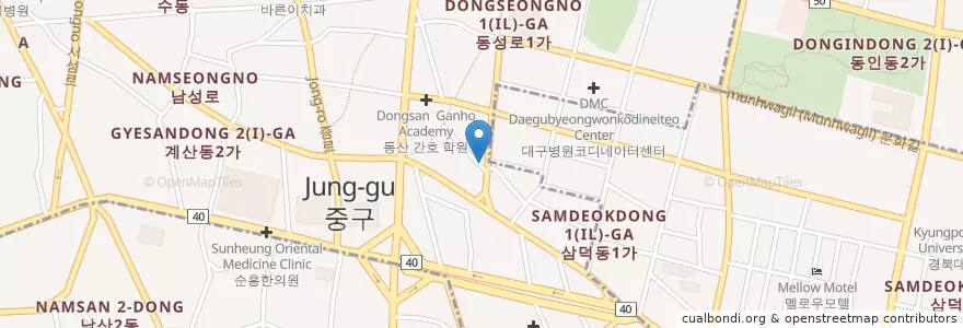 Mapa de ubicacion de e향기로운의원 en Güney Kore, Daegu, 중구, 성내동.