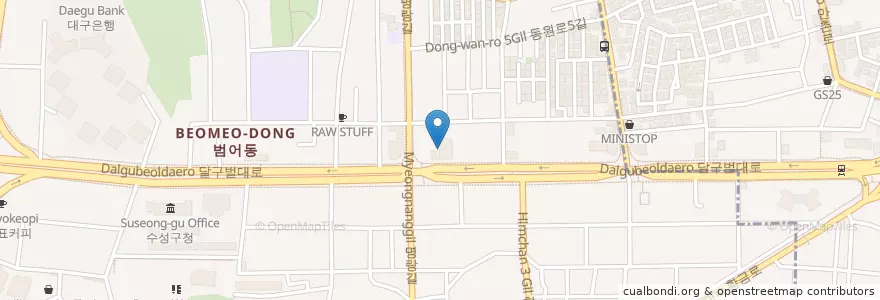 Mapa de ubicacion de 늘사랑치과의원 en كوريا الجنوبية, ديغو, 수성구, 만촌동, 범어동.