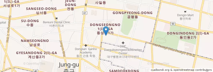 Mapa de ubicacion de 애플성형외과 en Güney Kore, Daegu, 중구, 성내동.
