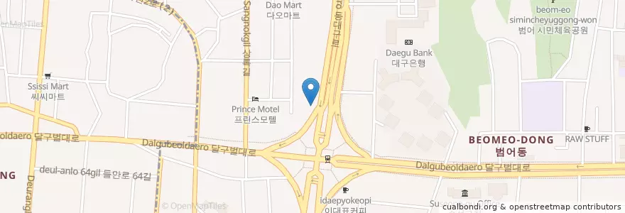 Mapa de ubicacion de 속편한내과의원 대구점 en كوريا الجنوبية, ديغو, 수성구, 범어동.