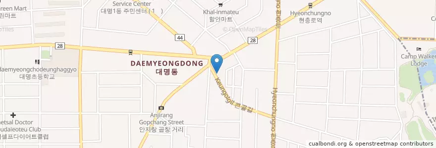 Mapa de ubicacion de Gimbyeongjun Internal Medicine Clinic en South Korea, Daegu, Nam-Gu, Daemyeong-Dong.