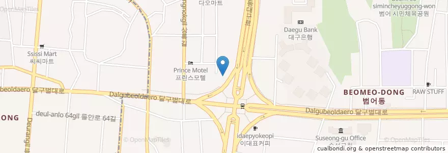 Mapa de ubicacion de 미소인 치과 en Güney Kore, Daegu, 수성구, 범어동.