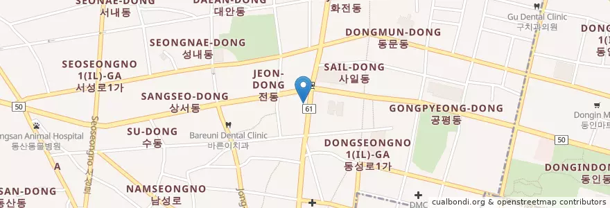 Mapa de ubicacion de 킴스코 바디스타일 동성로점 en 대한민국, 대구, 중구, 성내동.