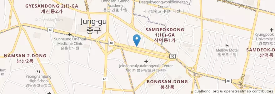 Mapa de ubicacion de 중앙아동발달클리닉 en کره جنوبی, دائجو, 중구, 성내동.