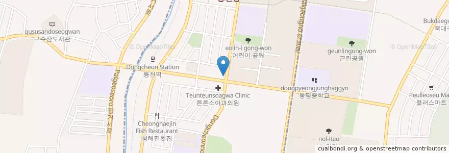Mapa de ubicacion de 행복을심는치과 강북점 en Республика Корея, Тэгу, 북구, 구암동, 동천동.
