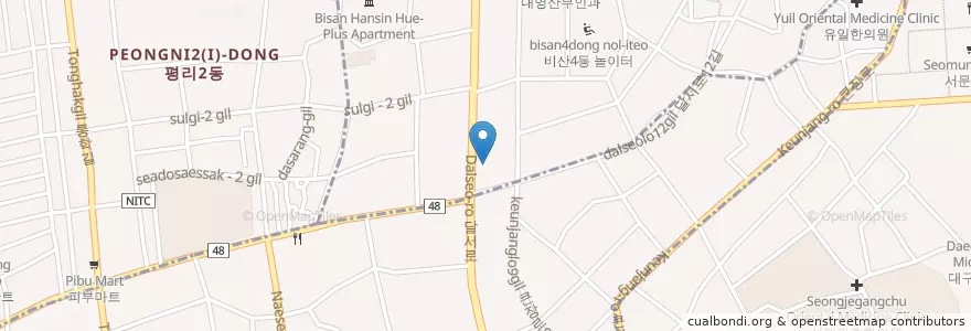 Mapa de ubicacion de 대영산부인과 en Südkorea, Daegu, Seo-Gu, Naedang-Dong.