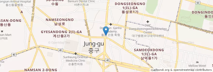 Mapa de ubicacion de 꽃잎위에선 한의원 en Zuid-Korea, Daegu, 중구, 성내동.
