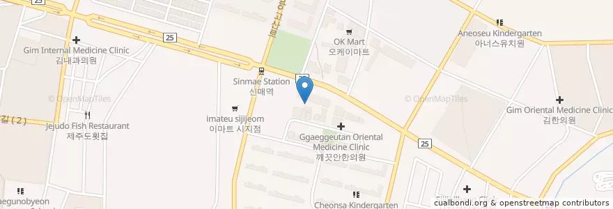 Mapa de ubicacion de 시지속내과 en Республика Корея, Тэгу, 수성구, 고산동, 고산동.