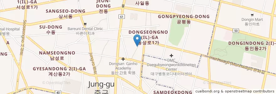 Mapa de ubicacion de 이신일그레이스성형외과 en 대한민국, 대구, 중구, 성내동.