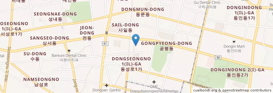 Mapa de ubicacion de 예미안치과 en Südkorea, Daegu, Jung-Gu, Seongnae-Dong.