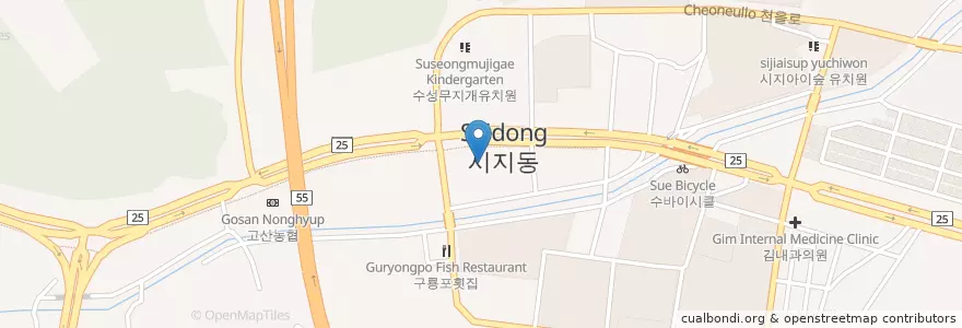 Mapa de ubicacion de 아란언어치료센터 en 韩国/南韓, 大邱, 壽城區, 고산동.