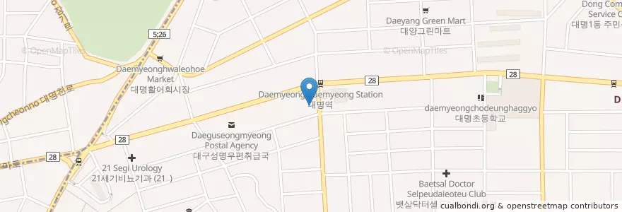 Mapa de ubicacion de Poyu Dental Clinic en South Korea, Daegu, Nam-Gu, Daemyeong-Dong.