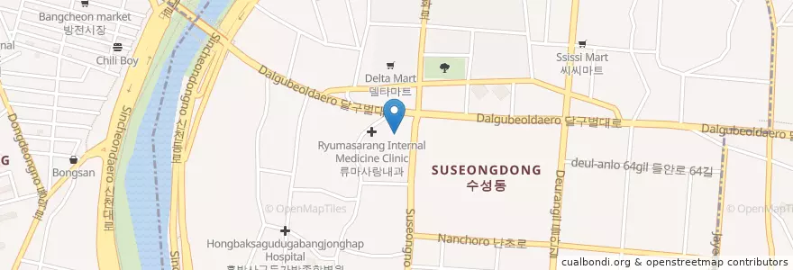 Mapa de ubicacion de 대구송도외과의원 en 대한민국, 대구, 수성동.