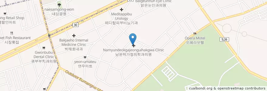 Mapa de ubicacion de Namyundeokgajeonguihakgwa Clinic en South Korea, Daegu, Dalseo-Gu, Duryu-Dong.