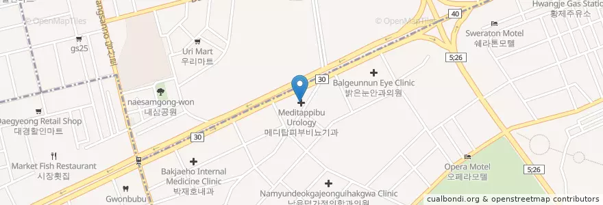 Mapa de ubicacion de 메디탑피부비뇨기과 en 韩国/南韓, 大邱, 達西區, 두류동.
