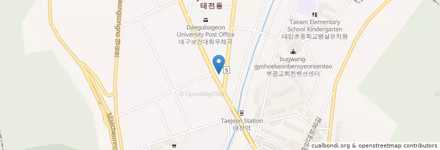 Mapa de ubicacion de 아이엘소아과의원 en Güney Kore, Daegu, 북구, 태전동.