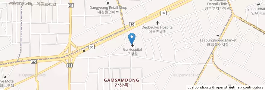 Mapa de ubicacion de 구병원 en Güney Kore, Daegu, 달서구, 감삼동.