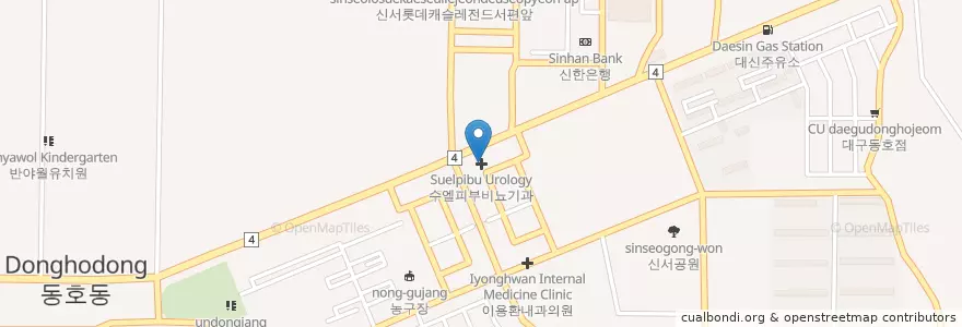 Mapa de ubicacion de 수엘피부비뇨기과 en Coreia Do Sul, Daegu, 동구, 안심동.