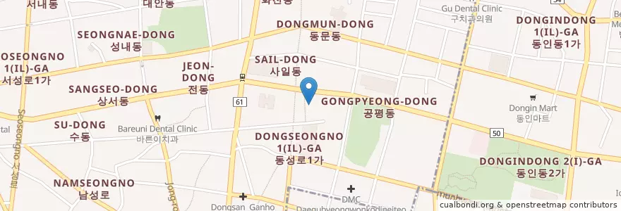 Mapa de ubicacion de 나비피부과 en 大韓民国, 大邱, 中区, 성내동.
