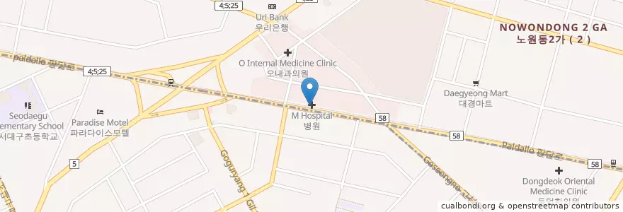 Mapa de ubicacion de 조광병원 en 韩国/南韓, 大邱, 西區.