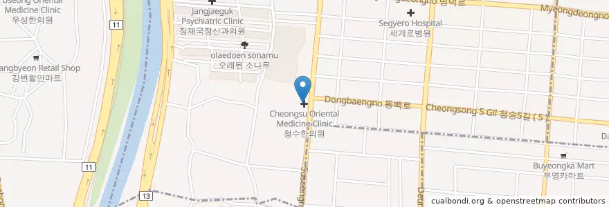 Mapa de ubicacion de Cheongsu Oriental Medicine Clinic en South Korea, Daegu, Suseong-Gu, Suseong-Dong.