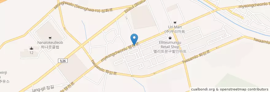 Mapa de ubicacion de 감로수사암한의원 en کره جنوبی, دائجو, 달성군, 화원읍.