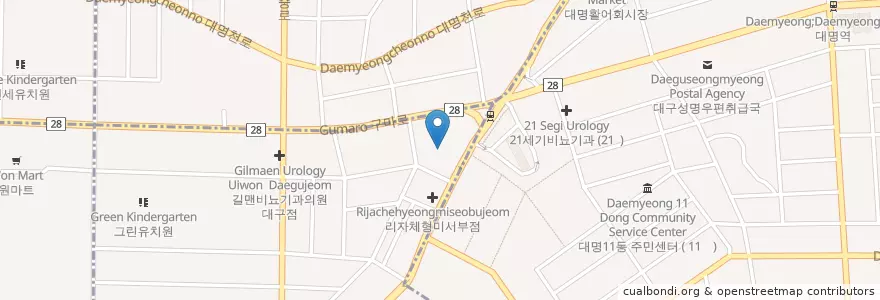 Mapa de ubicacion de 혜린요양병원 en Республика Корея, Тэгу, 달서구.