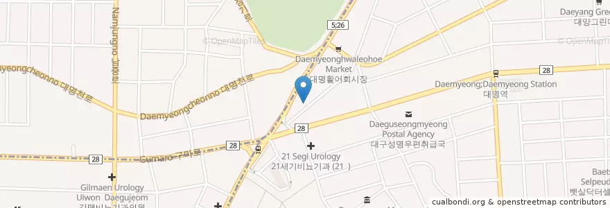 Mapa de ubicacion de 제일언어치료센터 대구점 en Südkorea, Daegu, Nam-Gu, Daemyeong-Dong.