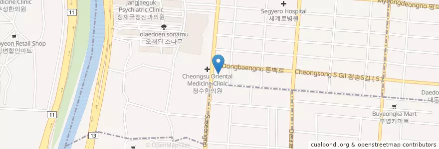 Mapa de ubicacion de 세민한의원 en Республика Корея, Тэгу, 수성구, 수성동.