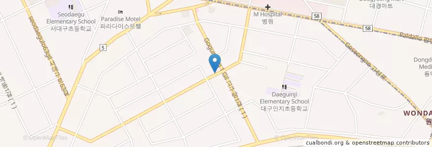 Mapa de ubicacion de 김홍조의 미치과의원 en Corea Del Sur, Daegu, 서구, 비산동.