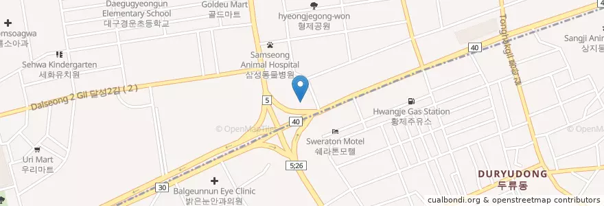 Mapa de ubicacion de 뿌리깊은한의원 en Güney Kore, Daegu, 서구, 달서구.