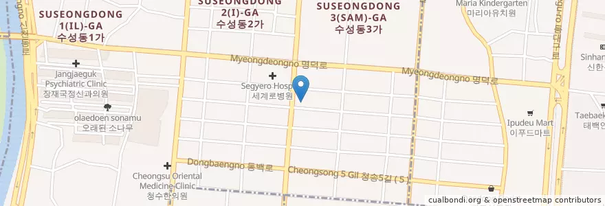 Mapa de ubicacion de 권오종내과의원 en Südkorea, Daegu, Suseong-Gu, 수성동.
