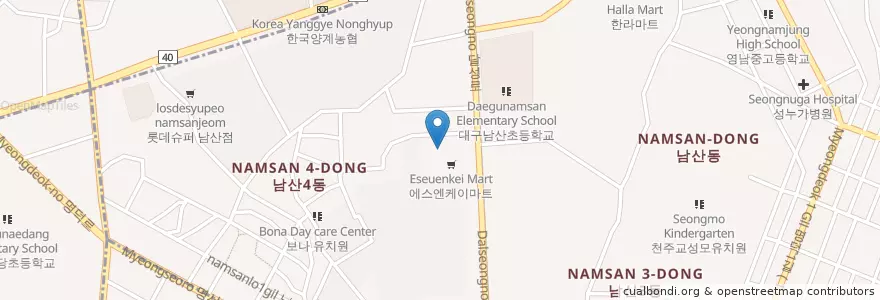Mapa de ubicacion de 남산병원 en 대한민국, 대구, 남산동.