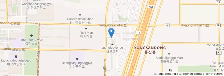 Mapa de ubicacion de 임종호치과의원 en Korea Selatan, Daegu, 달서구, 용산동.