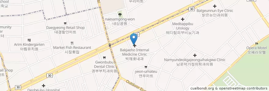 Mapa de ubicacion de 박재호내과 en Республика Корея, Тэгу, 달서구, 두류동.