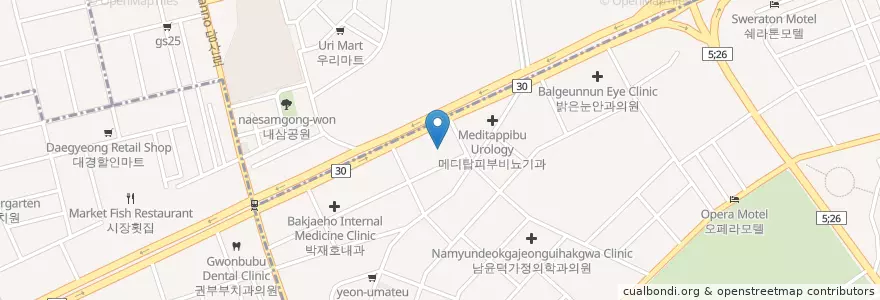 Mapa de ubicacion de 박달나무한의원 대구달서점 en Coreia Do Sul, Daegu, 달서구, 두류동.