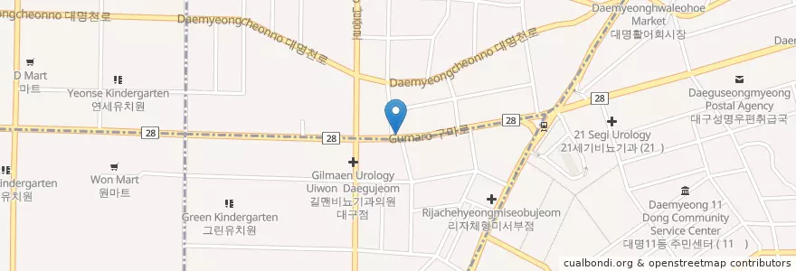 Mapa de ubicacion de 이연재 맥 의원 en Corea Del Sud, Daegu, 달서구.