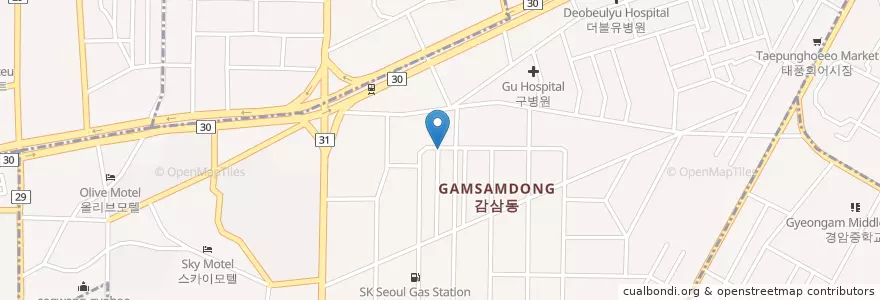 Mapa de ubicacion de 사랑모아 의원 en کره جنوبی, دائجو, 달서구, 감삼동.