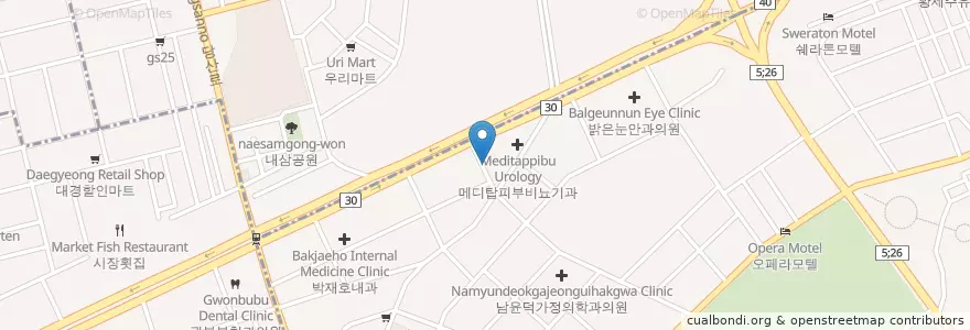 Mapa de ubicacion de 한국방사선과의원 en 韩国/南韓, 大邱, 達西區, 두류동.