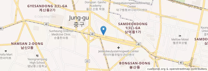 Mapa de ubicacion de Jinseumaeum Clinic Gajoksarang Psychiatric Clinic en South Korea, Daegu, Jung-Gu, Seongnae-Dong.