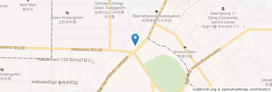 Mapa de ubicacion de 경대연합정신과의원 en Республика Корея, Тэгу, 달서구.