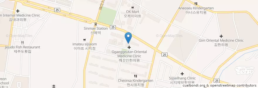 Mapa de ubicacion de 대구마취통증의학과의원 en کره جنوبی, دائجو, 수성구, 고산동, 고산동.