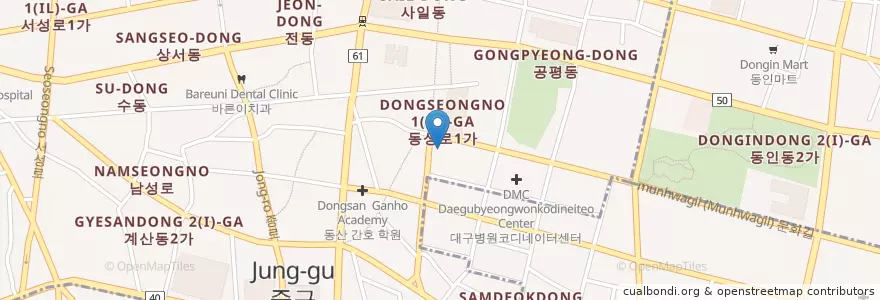Mapa de ubicacion de 라이크치과 en Südkorea, Daegu, Jung-Gu, Seongnae-Dong.