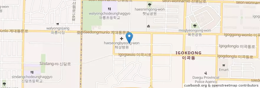 Mapa de ubicacion de 하얀미소연합치과 en Республика Корея, Тэгу, 달서구, 이곡동.