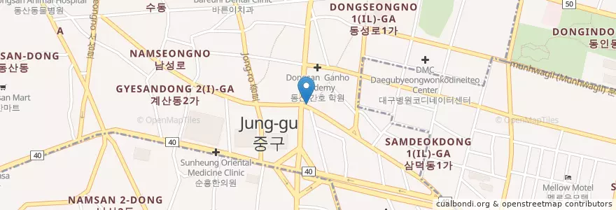 Mapa de ubicacion de 김정철성형외과 en 대한민국, 대구, 중구, 성내동.