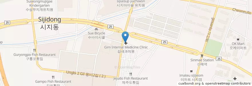 Mapa de ubicacion de 김내과의원 en Zuid-Korea, Daegu, 수성구, 고산동.