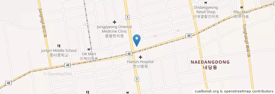 Mapa de ubicacion de Gimgiho Internal Medicine Clinic en South Korea, Daegu, Seo-Gu, Naedang-Dong.